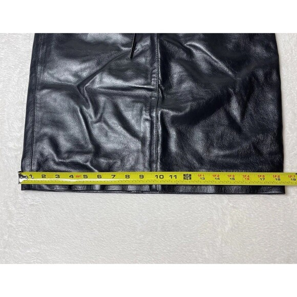 Vintage 90’s High Waist Leather Pencil Skirt Women’s Size 6 Black Belt Mob Wife - Picture 5 of 11